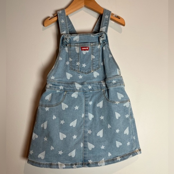 Levi's Blue Denim Skirtall Overalls Dress AOP 2T Girls - Picture 1 of 7